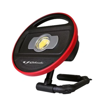 Immagine di Schumacher SL879 Lampada a LED con Batteria Ricaricabile 15W agli Ioni di Litio, 1200 Lumen Per Cantieri, Garage e Spazi Lavoro Luminosità Regolabile Base d’Appoggio Finitura Soft Touch
