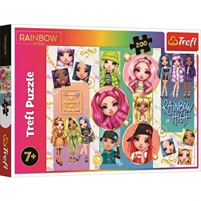 Immagine di Trefl 200 Elementi colorato con personaggi delle fiabe Rainbow High, Intrattenimento creativo, Divertimento per bambini dai 7 anni Puzzle, Colore Amicizia, 13289