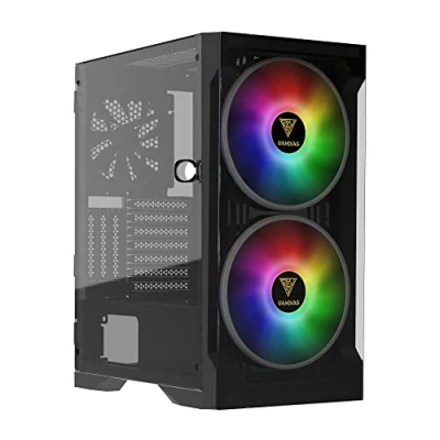 Immagine di GAMDIAS APOLLO E2 Elite Gaming PC case, Mid Tower ATX, pannello in vetro temperato, 3 doppie ventole ARGB integrate da 200 mm, finestra di installazione senza attrezzi, supporta schede madri fino a