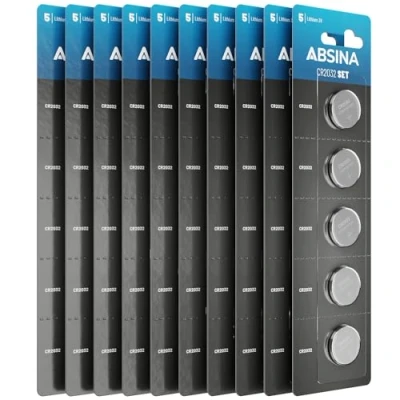 Immagine di ABSINA 50x batteria CR2032 3V pile a prova di perdite, resistenti e longevoli batterie CR2032, CR 2032 batteria, bottone, pila 2032, bottone
