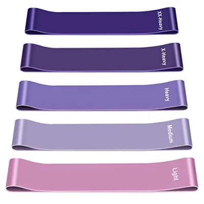Immagine di Elastici Fitness [Set di 5], Fasce Elastiche con 5 Livelli Ressistenza, Dermocompatibile Bande per Yoga, Pilates, Glutei, Allenamento, Crossfit