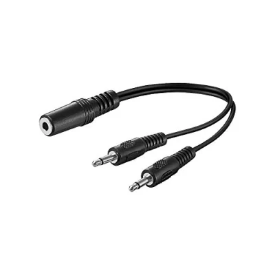 Immagine di Goobay 50472 Cavo Adattatore Audio a Y da 3.5mm, 1 Presa Stereo 2 Connettori Mono, Nero, 0.2m Lunghezza del