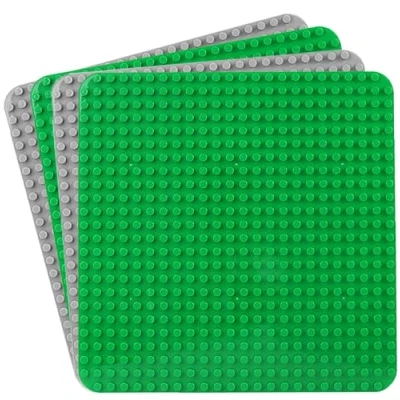 Immagine di 4 Grande piastra compatibile con piastre Lego Duplo,DUPLO Classic base Grande,Giochi per Bambini in Età Prescolare,Superfice Costruzioni Creative,piastra di grande,38cm x 38cm(Verde,Grigio)