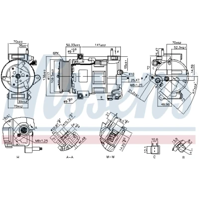 Immagine di NISSENS 890758 Compressore Aria Condizionata VS16 12 PAG 46 YF R 1234yf FORD: FIESTA 6, B Max, 6 Van