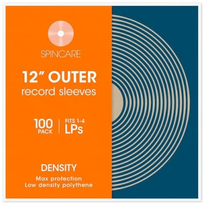 Immagine di SPINCARE 100x 33 Giri Buste Esterne Per Copertine Di Dischi In Vinile Polietilene LP DENSITY 12&quot; Plastica Trasparente Alta Qualità 100 Micron Spessore