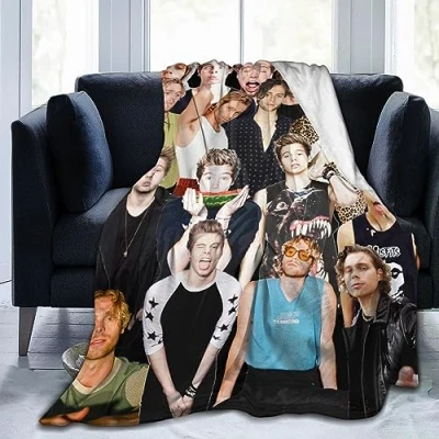 Immagine di Moonforever coperta Luke Hemmings morbida e confortevole in pile di lana per divano, ufficio, auto, campeggio, yoga, viaggi, decorazione la casa, accogliente da spiaggia