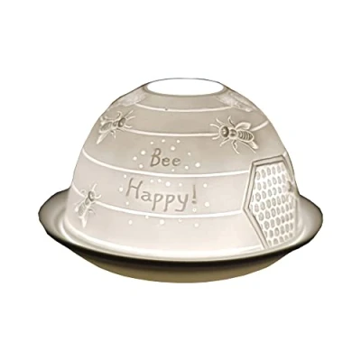 Immagine di Cello portacandele in porcellana Cupola Bee Happy, uno splendido che proietta un&#039;immagine 3D o un messaggio amorevole rende adatto per essere utilizzato con lucernari.
