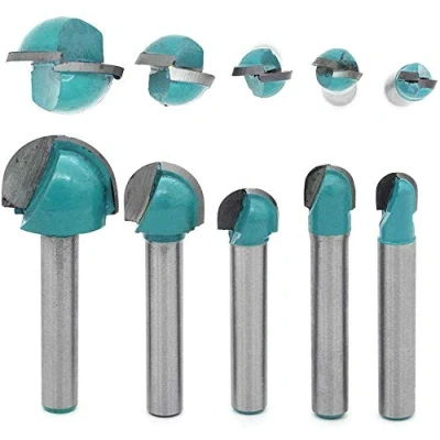 Immagine di DingGreat 5 pezzi 6mm Shank, punta tonda, fresa per lavorazione del legno, Carpenter rotonda naso Cove core Box Router Bit Cutter taglio Strumento