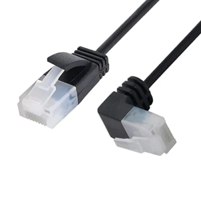 Immagine di Patch ethernet Lan a 90 gradi 8P8C STP Cat 5e ad angolo retto su cavo dritto