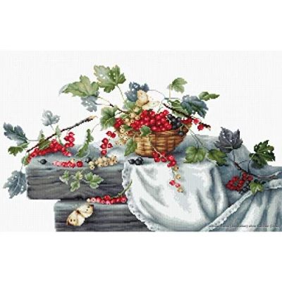 Immagine di Luca S Kit per Ricamo a Punto Croce con Schema numerato, Soggetto: Ribes (v. 2), Colore: Rosso