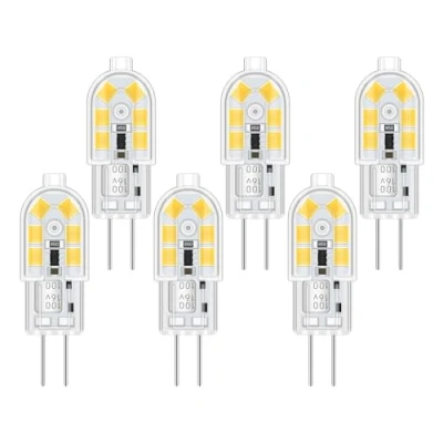 Immagine di Akynite Lampadine a LED G4 2W 12V AC/DC Luce Bianca Fredda 6000K, 200lm, Lampada Alogena 10W 20W Equivalente, non dimmerabile, Bi Pin per Camper/Cappa Cucina, set di 6