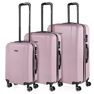 Immagine di ITACA Set Valigie Rigide Offerte. Valigia Grande Rigida, Media Rigida e Bagaglio a Mano. di con Lucchetto Combinazione TSA 71100, Rosa