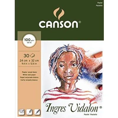 Immagine di Canson Blocco Ingres Vidalon 30 fogli 24 x 32 100 g/m²,colore bianco, collato lato corto