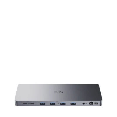 Immagine di Cudy Docking station USB C universale DisplayLink Dual 4K 13 in 1, da 10 Gbps, 2 porte HDMI, display, 60Hz, porta RJ45 1000 Mbps, PD 100 Watt, PSU 150 CS700