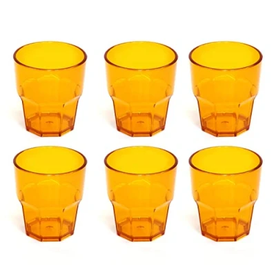 Immagine di OMADA Design Set 6 Bicchieri in Plastica Rigida da 30 cl, Impilabili, per uso Esterno, Lavabili Lavastoviglie, Made Italy, Linea Unglassy