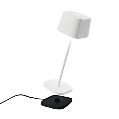Immagine di Zafferano, Lampada Ofelia, da Tavolo Ricaricabile e Senza Fili con Controllo Touch, Utilizzabile anche come Esterni, Dimmer, 2700 3000 K, Altezza 29 cm, Colore Bianco