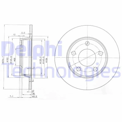 Immagine di DELPHI BG3671 Disco freno 255 10 5 pieno Oleato non trattato senza cuscinetto ruota, anello sensore ABS AUDI: A6 C5 Avant, Sedan