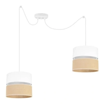 Immagine di Light Home Juta Lampadario a Sospensione Lampade Ragno in Metallo con Paralume Moderno E27 2 Luce 20 cm Bianco Base e