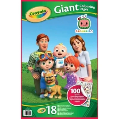 Immagine di CRAYOLA Cocomelon Libro da colorare gigante, 18 pagine di Cocomelon, include 100 adesivi, ideale per bambini dai 3 anni in su