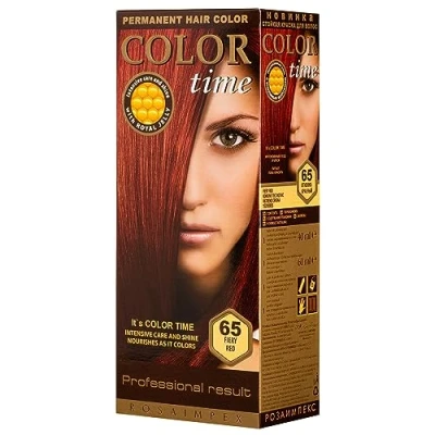 Immagine di Color Time Tinta Permanente in Gel Arricchito con Pappa Reale e Vitamina C Colore dei Capelli 65 Rosso Fuoco 100 ML