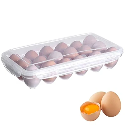 Immagine di 18 Griglia Porta Uova da Frigo, Contenitore per Uova, Plastica Trasparente, in Plastica, Portauova Impilabile con Coperchio Cucina di Casa, Frigorifero, Trasparente