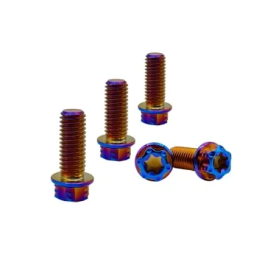 Immagine di RISON Titanium Viti in Titanio M6x1.0x20mm, 5 Pezzi a Flangia Torx, Bulloni Testa Esagonali, Fissaggio con Rondella Filettate GR5 per Moto, Bicicletta, Auto