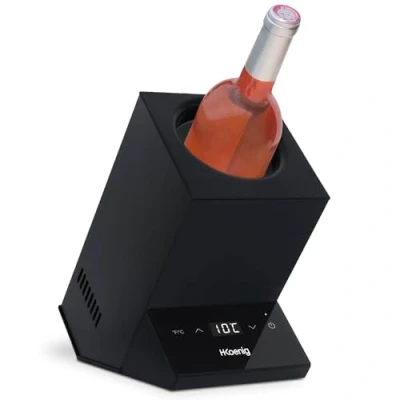 Immagine di H.Koenig raffreddatore di vino LVX26, refrigeratore, bianco e rosso, rosé, champagne, diametro fino a 9 cm, temperatura regolabile da 5C 18C, controllo digitale, sistema termoelettrico, 72 W