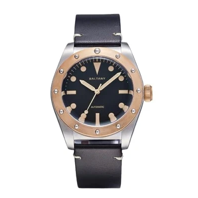 Immagine di NC Baltany Orologio da polso uomo retrò unico con cassa in acciaio inossidabile castone bronzo Orologi (black)