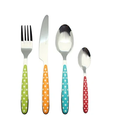 Immagine di EXZACT EX07 Colore Posate in acciaio inox set 24 pz 6 x Forchetta, Coltelli, Cucchiai Cena, Cucchiaini (Colore misto 24)