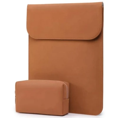 Immagine di HYZUO 13 Pollici Custodia Borsa PC Portatile per MacBook Air M3 M2 M1 2024 2018, Pro 2016, iPad M4, M2, Surface 10/9, con Accessori, Marrone