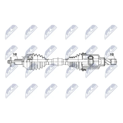 Immagine di NTY NPW ME 196 Albero motore / Semiasse Assale posteriore Dx 873mm Trasmissione automatica