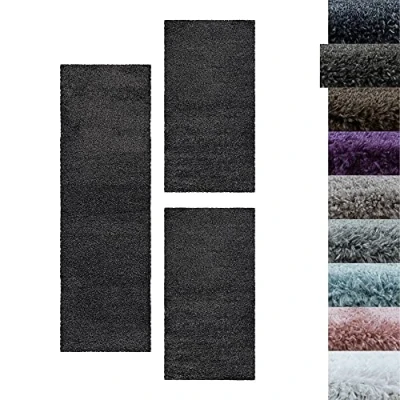 Immagine di Set di tappeti Shaggy Tappeto per Camera da Letto Pelo Morbido 3 Parti, Colore:Grigio, Bettset:2x60x110+1x80x150