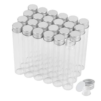 Immagine di 24 Pezzi provette di Vetro da 30 ml con Tappi a Vite e Plastica, Flacone Prova Perdite, trasparenti per regali feste, matrimoni, caramelle, sali bagno, spezie, fiori