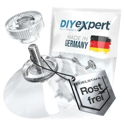 Immagine di DIYexpert® 50 ventose Ø 40 mm con filettatura M4 x 10 dadi zigrinati trasparenti Made in Germany