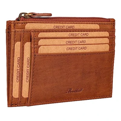 Immagine di Benthill Porta carte di credito in pelle Slim Portamoneta vera Portafoglio sottile con scomparti per e tasca monete Mini Portafoglio, color:Nero