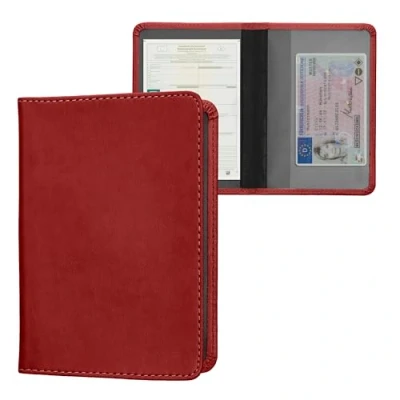 Immagine di kwmobile Custodia in Pelle PU per Libretto Circolazione Auto Cover Portalibretto con Scomparti Tessere Patente Foderina Porta Documenti Rosso rabarbaro