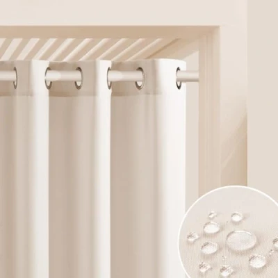 Immagine di ROOM99 Tenda da giardino con occhielli, 155 x 220 cm, larghezza altezza, per esterni, resistente alle intemperie, impermeabile, protezione solare, giardino, antivento, color crema chiaro