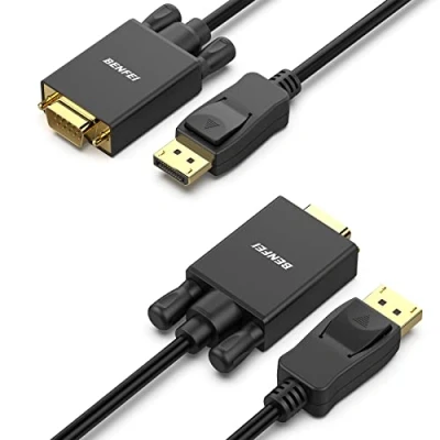 Immagine di BENFEI Cavo DisplayPort a VGA 1,8M 2 Confezioni, Unidirezionale DP Computer Monitor 1080P maschio placcato in oro per Dell HP ASUS e altri marchi