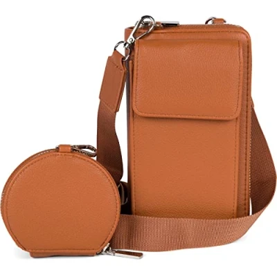 Immagine di styleBREAKER Set di borse da donna 2 pezzi con tasca per cellulare e protezione RFID, borsa a tracolla, 02012385, colore:Cognac