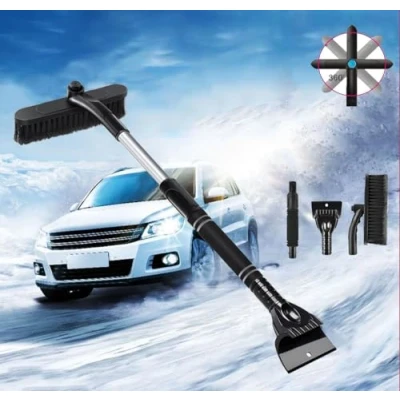 Immagine di Raschietto per ghiaccio Snow Brush Scraper di 3 in 1, Telescopica Gratta Scope da neve Auto, Staccabile con Manico Antiscivolo, Camion, SUV (Nero)