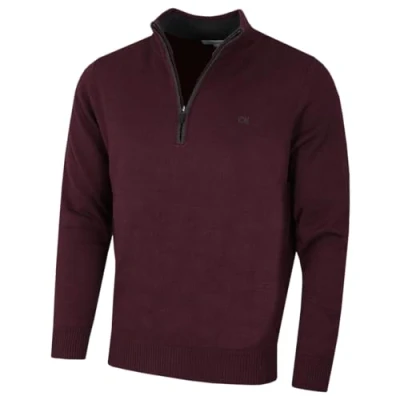 Immagine di Calvin Klein Maglia da uomo in cotone con lampo corta Borgogna francese XXXX Large