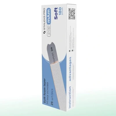Immagine di Staleks Lima per unghie usa e getta, colore bianco, papmam, manicure, pedicure, su base in legno, grana 22, 180 (25 pezzi)