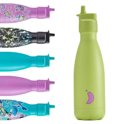 Immagine di Chilly&#039;s Kids Original Bottle Borraccia termica per bevande calde e fredde, 90% acciaio inossidabile, senza BPA, a doppia parete, 350 ml, colore: lime