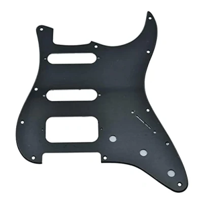 Immagine di KAISH 11 fori Modern Strat HSS Pickguard 2 vite angolo rotondo Humbucking Pickup montaggio adatto American Fender nero opaco