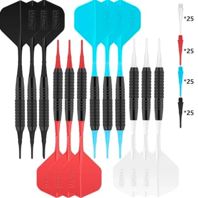 Immagine di CyeeLife 16g Freccette Soft in plastica e Alette, 12 Pezzi, 4 Colori con 100 Punte