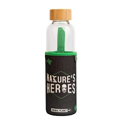 Immagine di Grupo Erik: bottiglia animal planet Termica vetro ermetica 500 ml, con rivestimento in neoprene, tappo chiusura e BPA free, acqua design, gadget