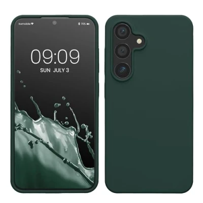 Immagine di kwmobile Custodia Compatibile con Samsung Galaxy S24 Cover Back Case per Caricatore Wireless Antiurto e Flessibile in Silicone TPU verde muschio
