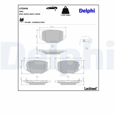 Immagine di DELPHI LP3940 Kit pastiglie freno con segnalatore acustico usura lamierino anticigolío senza accessori