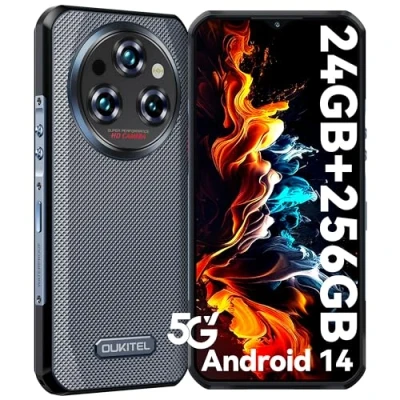 Immagine di OUKITEL WP35 5G Rugged Smartphone Android 14 (2024) 11000mAh 24GB+256GB Telefono Indistruttibile 6.58&quot; FHD+ 2.4K Schermo MTK Dimensity 6100+ IP68 64MP+32MP+8MP Camera/Impronta Digitale Nero