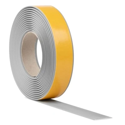 Immagine di Quest Profilo di transizione autoadesivo, listello per pavimenti in PVC, 5 m, transizione, senza foratura, copertura piastrelle, legno, laminato (grigio, 35 mm)